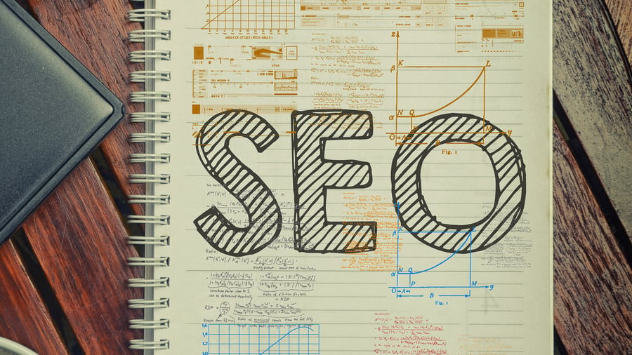 Notepad with the word SEO written down